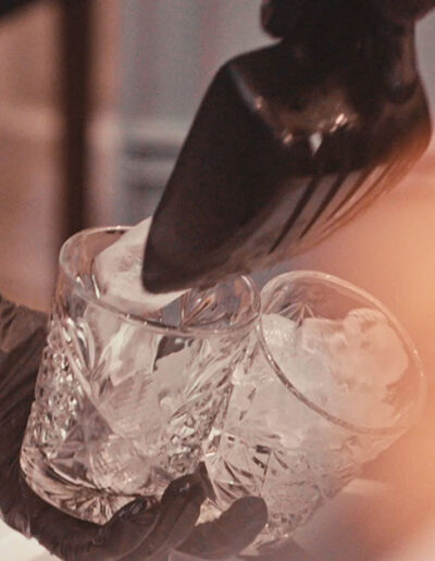 Krystalglas med isterninger